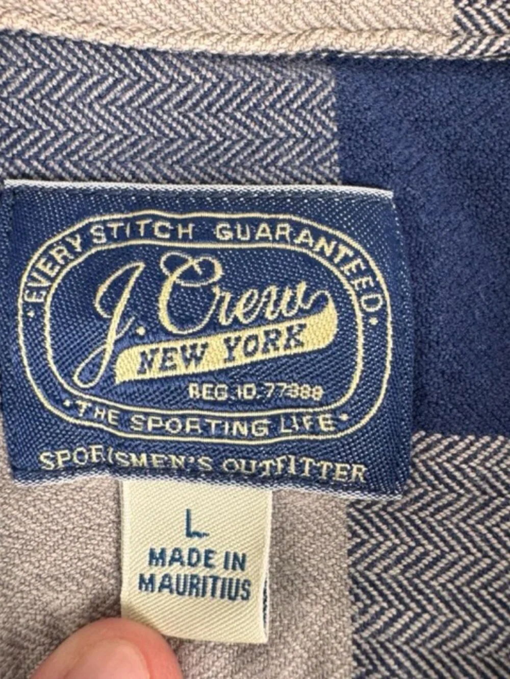 J.Crew Blue Gray Plaid Cotton Button-Up Shirt Long Sleeve Size Large A9738